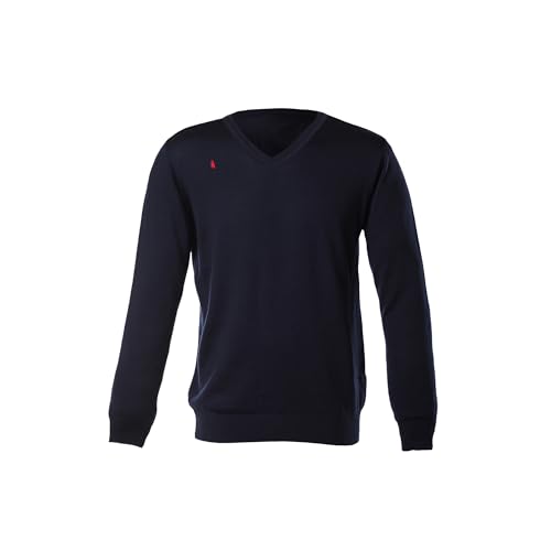 FIRELINER Herrenpullover V-Ausschnitt - dunkelblau Größe 62-64 I 100% Merinowolle Sweatshirt I Pullover für Herren mit V-Neck und Ärmel- sowie Saumbündchen von FIRELINER