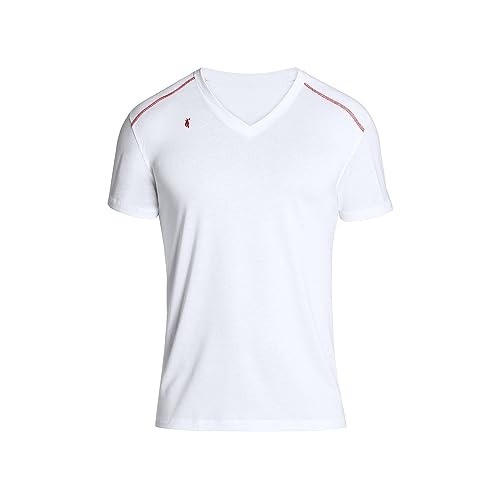 FIRELINER T-Shirt Herren für Freizeit, Sport & Beruf Gr.52 I Aus hochwertigem Lyocell, Weiß I T-Shirts für Herren mit V-Ausschnitt I Funktionsshirt Herren von FIRELINER