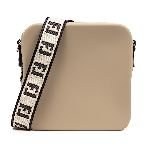 FIRENZE ARTEGIANI Libelulla Umhängetasche, quadratisch, aus Silikon, mit austauschbarem Riemen, 19 x 8 x 19 cm, Farbe: beige, beige, Utility von FIRENZE ARTEGIANI