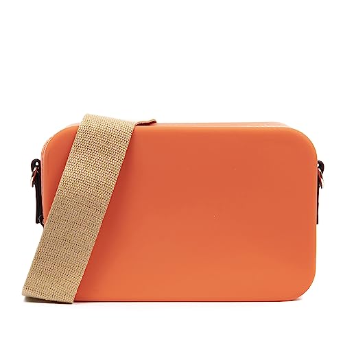 FIRENZE ARTEGIANI Libelulla Umhängetasche, rechteckig, aus Silikon, mit austauschbarem Trageriemen, 20 x 8 x 13 cm, Farbe: orange, orange, Utility von FIRENZE ARTEGIANI