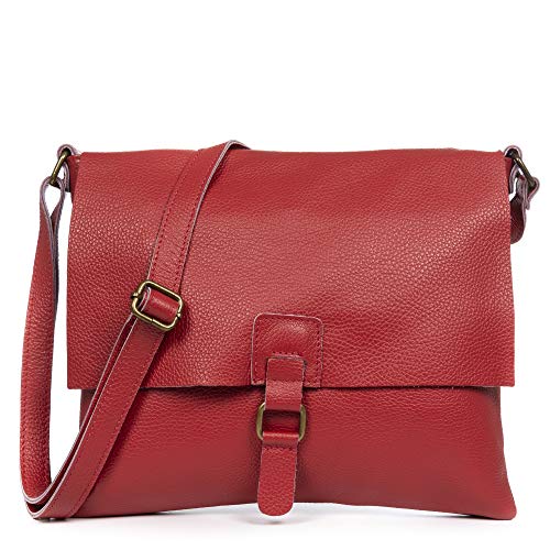 FIRENZE ARTEGIANI. Abbadia Satchel-Tasche für Damen, Echtleder, 35 x 5 x 30 cm, Farbe: Rot, rot, Utility von FIRENZE ARTEGIANI