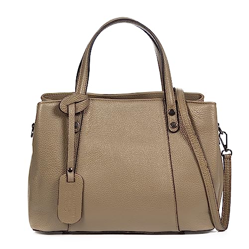 FIRENZE ARTEGIANI. Accumoli Damen-Tragetasche aus echtem Leder, 33 x 15 x 21 cm, Farbe: Taupe, Taupe, Utility von FIRENZE ARTEGIANI