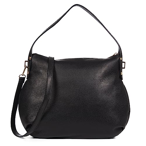 FIRENZE ARTEGIANI. Acerenza Damen-Schultertasche, Echtleder, 38 x 8 x 27 cm, Farbe: Schwarz, Schwarz, Utility von FIRENZE ARTEGIANI