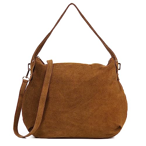 FIRENZE ARTEGIANI. Acerenza Damen-Schultertasche, Echtleder, Wildleder, 38 x 8 x 27 cm, Farbe: Leder, Leder, Utility von FIRENZE ARTEGIANI