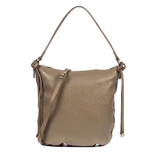 FIRENZE ARTEGIANI. Acquacanina Damen-Schultertasche, Echtleder, 33 x 4,5 x 35 cm, Farbe: Taupe, Taupe, Utility von FIRENZE ARTEGIANI