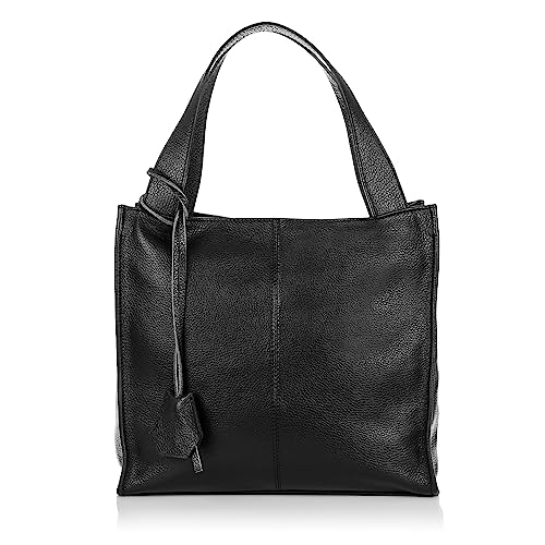 FIRENZE ARTEGIANI. Agazzano Damen-Schultertasche, Echtleder, 34 x 14 x 32 cm, Farbe: Schwarz, Schwarz, Utility von FIRENZE ARTEGIANI