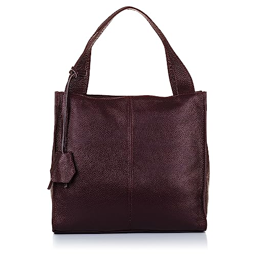 FIRENZE ARTEGIANI. Agazzano Schultertasche Damen Echtleder Dollaro 34x14x32cm Farbe: Braun, granatrot, Utility von FIRENZE ARTEGIANI