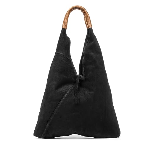 FIRENZE ARTEGIANI. Agnana Shopper Tasche Damen Echtleder Wildleder und Dollar 36x10x30 cm Farbe: Schwarz, Schwarz, Utility von FIRENZE ARTEGIANI