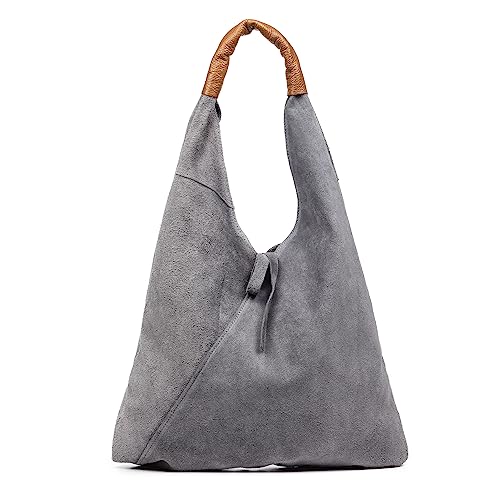 FIRENZE ARTEGIANI. Agnana Shopper Tasche Damen Echtleder Wildleder und Dollar 36x10x30cm Farbe: Blaugrau, Grau-Blau, Utility von FIRENZE ARTEGIANI