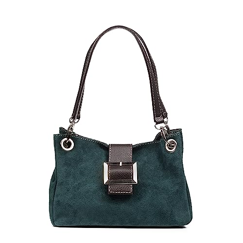 FIRENZE ARTEGIANI. Aicurzio Schultertasche Damen Echtleder Dollar Wildleder 28x10x16cm Farbe: petrol, Petrolblau, Utility von FIRENZE ARTEGIANI