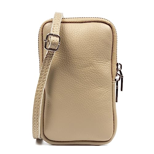 FIRENZE ARTEGIANI. Albaredo Damen Umhängetasche aus echtem Leder Dollaro-Finish 11,5 x 2 x 18 cm Farbe: Taupe, Taupe, Utility von FIRENZE ARTEGIANI