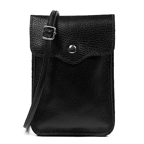 FIRENZE ARTEGIANI. Albareto Damen-Umhängetasche aus echtem Leder, Dollaro-Finish, 12,300001907348 x 2 x 18,5 cm, Farbe: Schwarz, Schwarz, Utility von FIRENZE ARTEGIANI