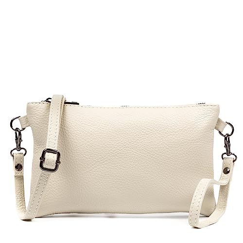 FIRENZE ARTEGIANI. Albenga Damen-Umhängetasche aus echtem Leder, 24 x 3 x 15 cm, Farbe: Beige, beige, Zeitgenössisch von FIRENZE ARTEGIANI