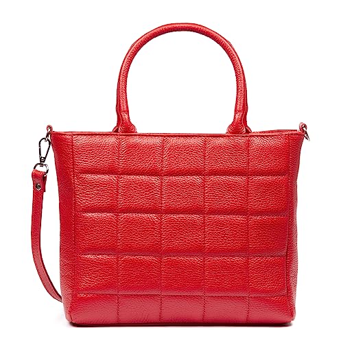 FIRENZE ARTEGIANI. Albizzate Damen-Tragetasche aus echtem Leder, gepolstert, 32,5 x 11 x 23 cm, Farbe: Rot, rot, Utility von FIRENZE ARTEGIANI