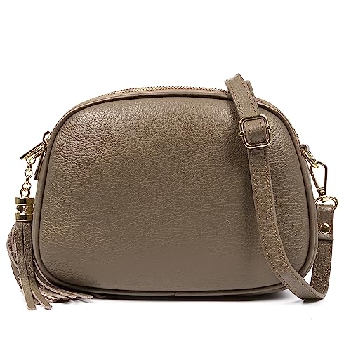 FIRENZE ARTEGIANI. Aliminusa Umhängetasche Damen Echtleder Dollaro 22x9x16cm Farbe: Taupe dunkel, Dunkles Taupe, Utility von FIRENZE ARTEGIANI