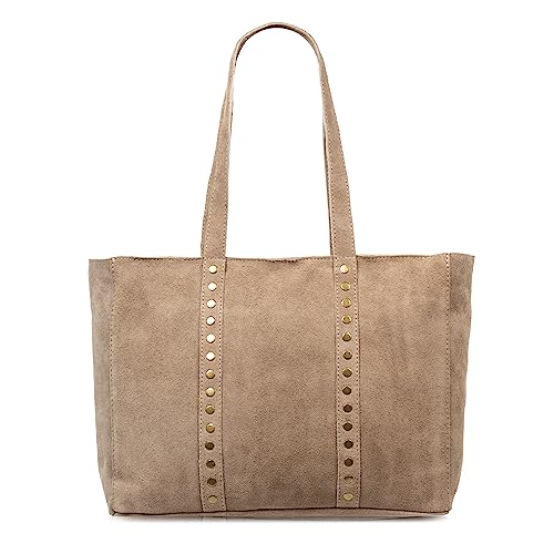 FIRENZE ARTEGIANI. Alonte Schultertasche Damen Echtleder Kunstleder 38x12x30cm Farbe: Taupe, Taupe, Utility von FIRENZE ARTEGIANI