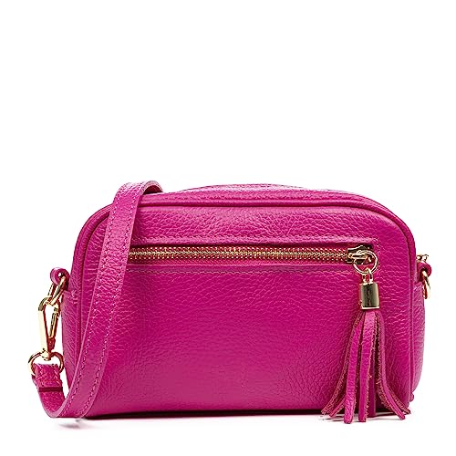 FIRENZE ARTEGIANI. Altilia Umhängetasche für Damen, Echtleder, 20 x 8 x 12 cm, Farbe: Fuchsia, fuchsia, Utility von FIRENZE ARTEGIANI