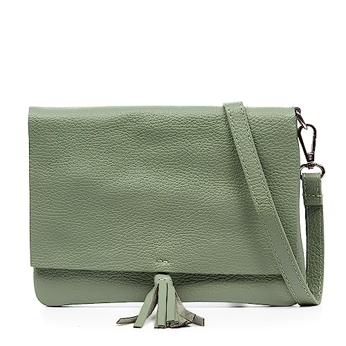 FIRENZE ARTEGIANI. Andorno Umhängetasche für Damen, Echtleder, Dollaro-Finish, 22 x 3 x 17 cm, Farbe: Grün, grün, Utility von FIRENZE ARTEGIANI