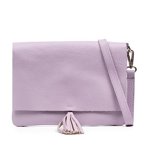 FIRENZE ARTEGIANI. Andorno Umhängetasche für Damen, Echtleder, Dollaro-Finish, 22 x 3 x 17 cm, Farbe: Lila, Lila, Utility von FIRENZE ARTEGIANI