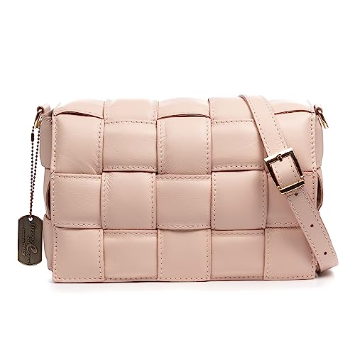 FIRENZE ARTEGIANI. Andrate Umhängetasche für Damen, aus echtem Leder, gepolstert, 27 x 9 x 17 cm, Farbe: Rosa, Rosa, Utility von FIRENZE ARTEGIANI