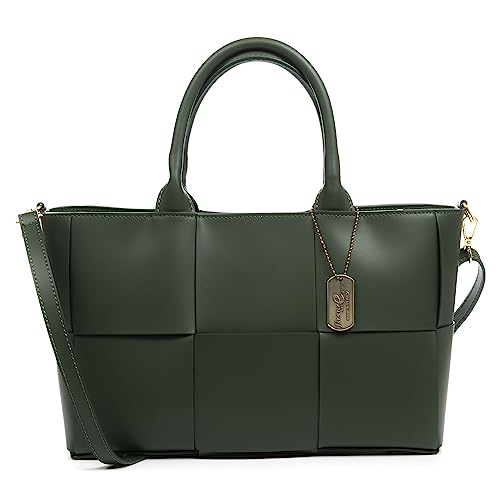 FIRENZE ARTEGIANI. Andreis Schultertasche Damen Echtleder Ruga Finish 35x14x23cm Farbe: Hellgrün Army, Militär-Hellgrün, Utility von FIRENZE ARTEGIANI