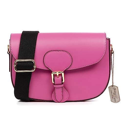 FIRENZE ARTEGIANI. Anghiari Umhängetasche für Damen, echtes Leder, Ruga-Finish, 25 x 7 x 16 cm, Farbe: Rosa, Rosa, Utility von FIRENZE ARTEGIANI