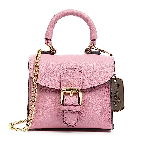 FIRENZE ARTEGIANI. Annicco Mini-Handtasche und Umhängetasche, für Damen, echtes Leder, Dollaro-Finish, 12 x 8,5 x 10,5 cm, Farbe: Hellrosa, hellrosa, Zeitgenössisch von FIRENZE ARTEGIANI