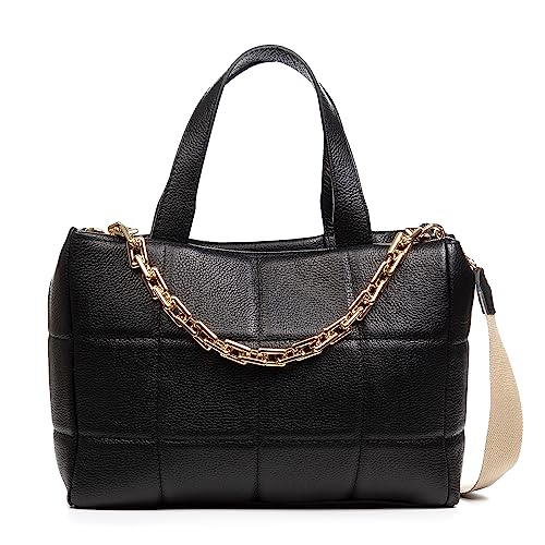 FIRENZE ARTEGIANI. Anzi Tote Tasche für Damen, echtes Leder, Sauvage Finish, 42 x 18 x 29 cm, Farbe: Schwarz, Schwarz, Utility von FIRENZE ARTEGIANI