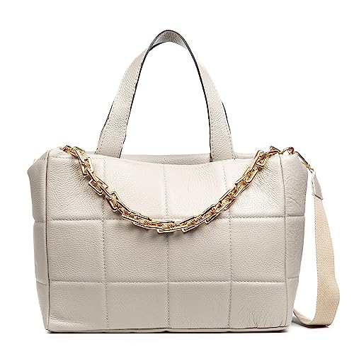 FIRENZE ARTEGIANI. Anzi Tote Tasche für Damen, echtes Leder, Sauvage Finish, 42 x 18 x 29 cm, Farbe: grau, grau, Utility von FIRENZE ARTEGIANI