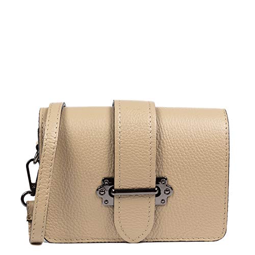 Firenze Artegiani. Camelia Umhängetasche für Damen, echtes Leder, 18 x 6 x 13 cm, Farbe: Taupe, Taupe, Utility von Firenze Artegiani