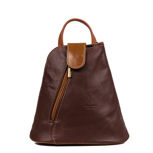 FIRENZE ARTEGIANI. Carlotta Rucksack für Damen, echtes Leder, Rucksack für Damen, hergestellt in Italien, 22,5 x 11 x 22,5 cm, braun, Talla única, Casual von FIRENZE ARTEGIANI