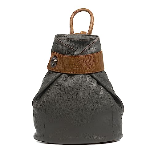 FIRENZE ARTEGIANI. Edvige Damen-Rucksack, Echtleder, Dollaro-Finish, 34 x 13,5 x 32 cm, Farbe: grau, grau, Talla única, Casual von FIRENZE ARTEGIANI