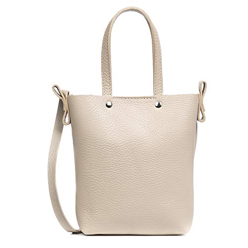 FIRENZE ARTEGIANI Damen Umhängetasche, Echtleder, Italien, Hellbeige, Utility, 17 x 5 x 19 cm von FIRENZE ARTEGIANI