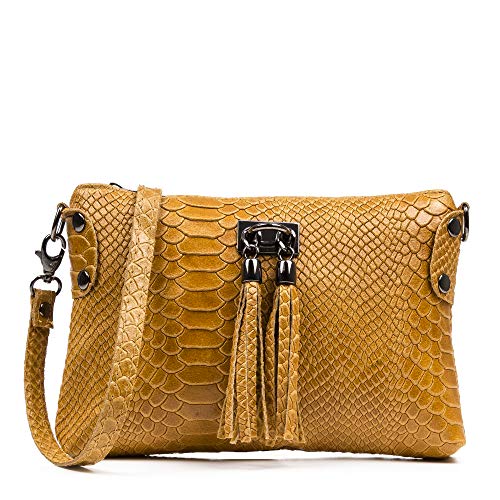 FIRENZE ARTEGIANI. Savina Umhängetasche für Damen, echtes Leder, Leder, Schlangengravur, 24 x 4 x 16 cm, Farbe: Leder, Leder, Utility von FIRENZE ARTEGIANI