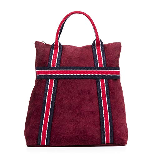 FIRENZE ARTEGIANI. Venusta Damen-Rucksack, echtes Leder, Canvas, Premium-Druck, 35 x 10 x 35 cm, Farbe: Bordeaux, burgunderrot, Talla única, Casual von FIRENZE ARTEGIANI