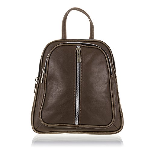 Firenze Artegiani Mochila De Mujer Casual Piel Auténtica, Acabado Dollaro Umhängetasche, 25 cm, Braun (Marrón Oscuro) von FIRENZE ARTEGIANI