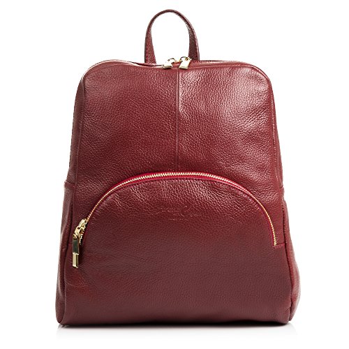 Firenze Artegiani Mochila De Mujer Casual Piel Auténtica, Acabado Dollaro Umhängetasche, 31 cm, Rot (Granate) von Firenze Artegiani