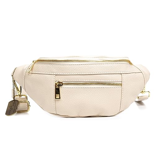 Firenze Artegiani. Angrogna Gürteltasche für Damen, echtes Leder, Dollar-Finish, 32 x 9 x 14,5 cm, Farbe: Beige, beige, Talla única, Fashion von FIRENZE ARTEGIANI