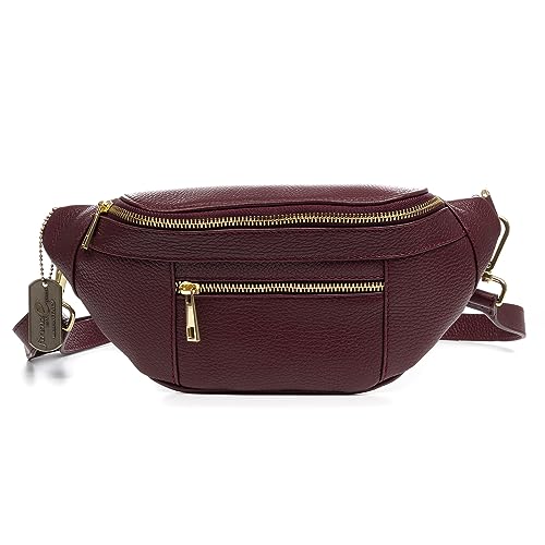 Firenze Artegiani. Angrogna Gürteltasche für Damen, echtes Leder, Dollar-Finish, 32 x 9 x 14,5 cm, Farbe: Dunkelgranat, Dunkles Weinrot, Talla única, Fashion von FIRENZE ARTEGIANI