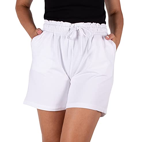 FIRI Weiße Bermuda Shorts Damen mit Stretch - Locker und Weich Kurze Hose Sommer mit Zierleiste - Baumwolle Kurz Damenshorts ideal für den Sommer (Weiß, 50) von FIRI