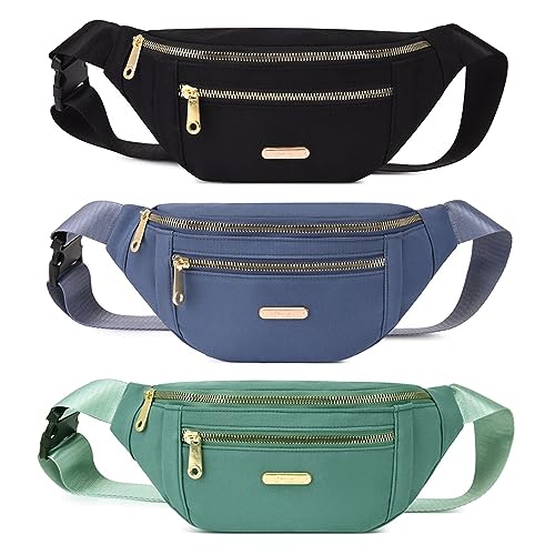 Stück Bauchtasche 3 Pcs Damen Wasserdicht Hüfttasche Outdoor Sport Wasserdicht Hüfttasche, Verstellbarer Gurt Hüfttasche (Schwarz, Blau, Grün) von FIRITHYC