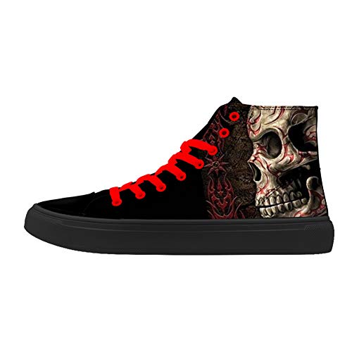 First Dance Skull Shoes for Men Fashion Sneaker High Top Skull Punk Rock Joker Print Shoes Black Shoes for Man Cool US9 von FIRST DANCE