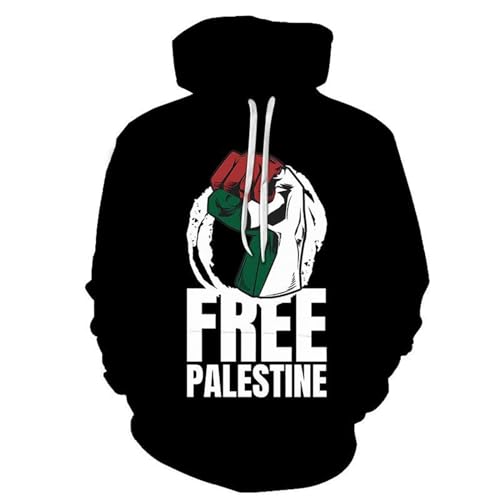 FIRSTWELL Free Palestine, Save Gaza, Anti-Kriegs-Pullover-Hoodie, I Stand with Palestine, Unisex-Sweatshirts (Color : Black, Size : L) von FIRSTWELL