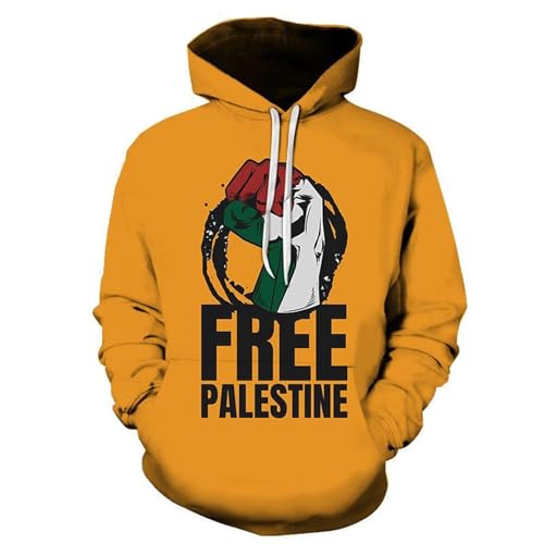 FIRSTWELL Free Palestine, Save Gaza, Anti-Kriegs-Pullover-Hoodie, I Stand with Palestine, Unisex-Sweatshirts (Color : Orange, Size : 3XL) von FIRSTWELL