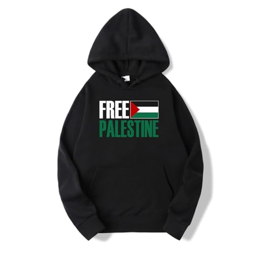 FIRSTWELL Starkes Palästina, palästinensische Flagge Pullover Hoodie, ich stehe mit Palästina, unterstütze Palästina Langarm-Sweatshirt (Color : Black, Size : M) von FIRSTWELL