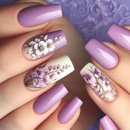 24pcs Frühlingsblumen Acrylnägel Hochglänzende Weiße Blütenblätter Sargform Presse Auf Nägeln Falsch Für Frauen Mädchen Maniküre Nagelkunstdekoration 24pcs Frühlingsblumen Acrylnägel Hochglänzende Weiße Blütenblätter Sargform Presse Auf Nägeln Falsch Für Frauen Mädchen Maniküre Nagelkunstdekoration von FIRSTXIU