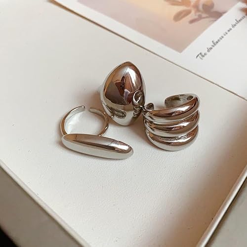 3pcs Einfache Ringe Einstellbare Modeschmuck Eröffnung Legierung Textur Mode Geeignet Für Hochzeit Und Partys Eröffnung Von Metallringen von FIRSTXIU