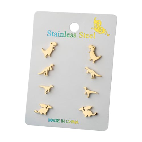 4 Paar Niedlichkeit Dinosaurierschsten Ohrringe Spaß Schmuck Kleine Ohrringe Dinosaurier Ohrohrstecker Für Teenager Und Jugendliche Erwachsene Jugendliche Frauen Juwely von FIRSTXIU