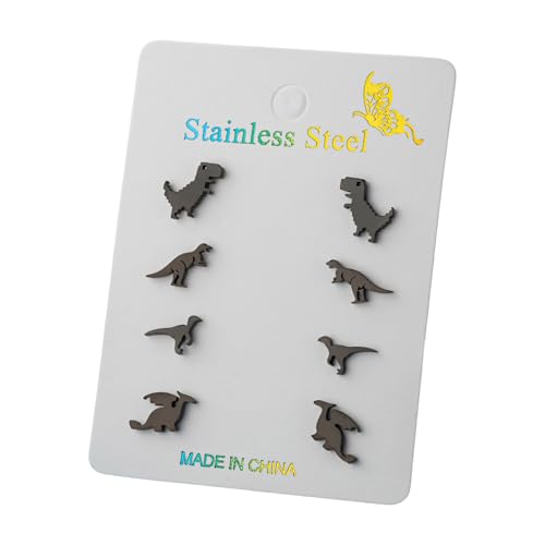 4 Paar Niedlichkeit Dinosaurierschsten Ohrringe Spaß Schmuck Kleine Ohrringe Dinosaurier Ohrohrstecker Für Teenager Und Jugendliche Erwachsene Jugendliche Frauen Juwely von FIRSTXIU