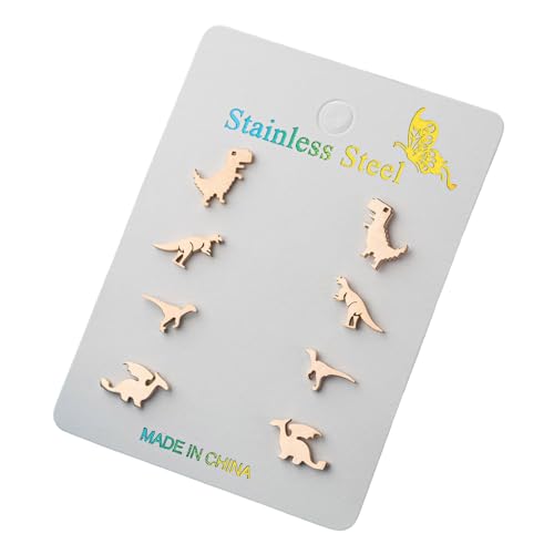 4 Paar Niedlichkeit Dinosaurierschsten Ohrringe Spaß Schmuck Kleine Ohrringe Dinosaurier Ohrohrstecker Für Teenager Und Jugendliche Erwachsene Jugendliche Frauen Juwely von FIRSTXIU